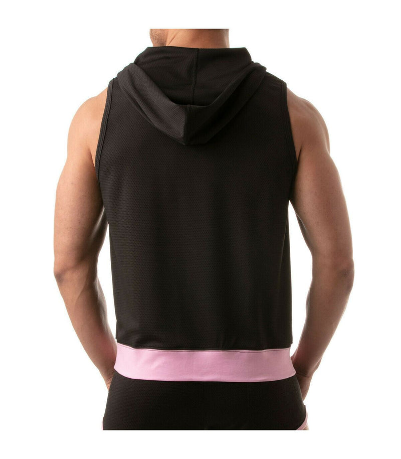 TOF PARIS Mesh Sleeveless Hoodie Light Vest Jacket Tank 2Deep Pockets Black 6