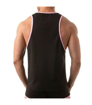 TOF PARIS Mesh Tank Top Lightweight Flared-Cut Contrasting Black & Pink 5