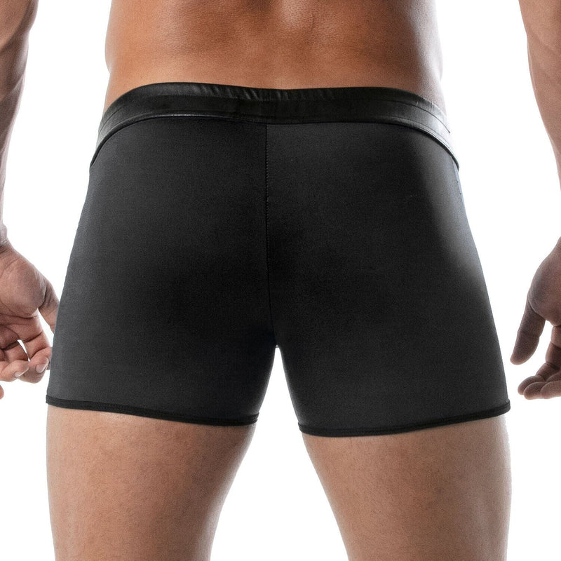 TOF PARIS Mid-Thigh Shorts Contrasting Front Pouch Stretch Boxer Short Black