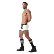 TOF PARIS Mid-Thigh Shorts Contrasting Front Pouch Stretch Boxer Short White