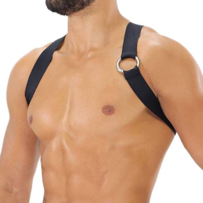 TOF PARIS Party Boy Wide Elastic Harness With Top Zamac Buckle Black