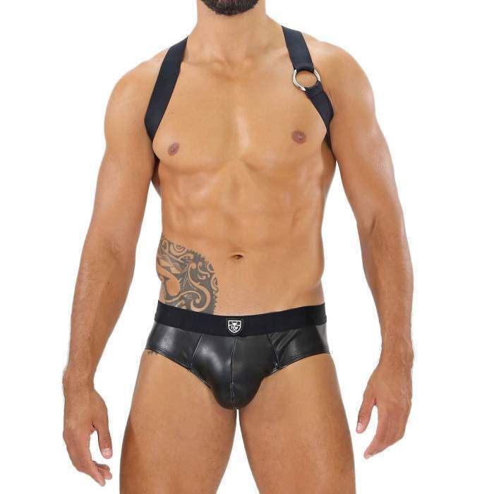 TOF PARIS Party Boy Wide Elastic Harness With Top Zamac Buckle Black