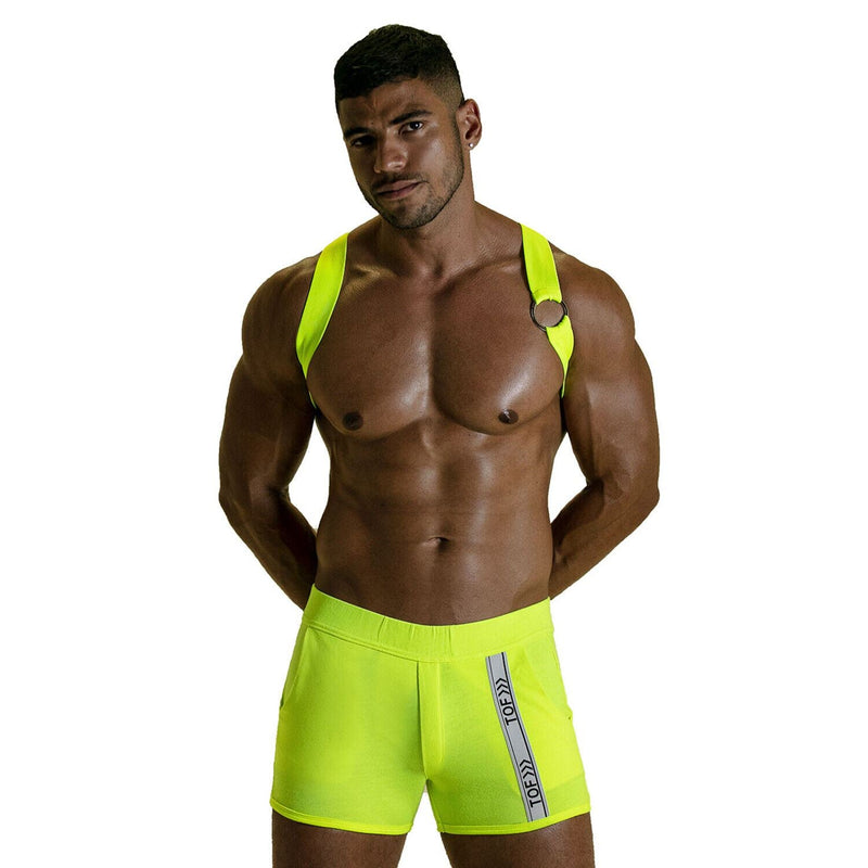 TOF PARIS Party Boy Wide Elastic Harness With Zamac Buckle  Neon Yellow