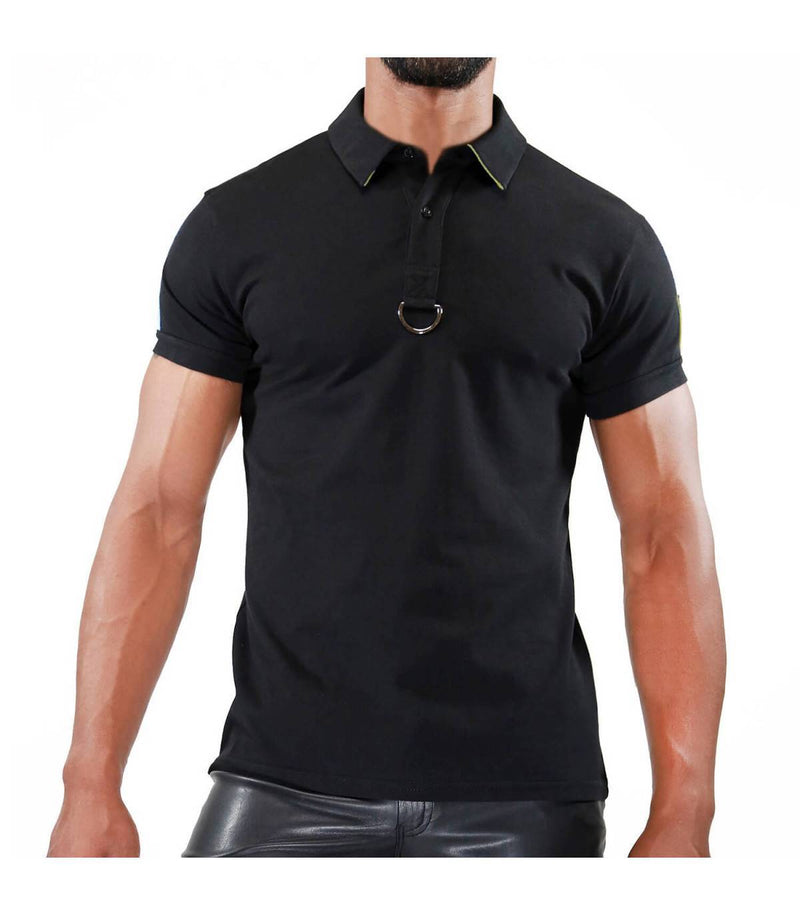 TOF PARIS Polo Shirt Smart Classic Original Elegance T-Shirt Black & Yellow