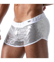 TOF PARIS Retro Short Star Mini-Shorts Glitery Fabric Silver
