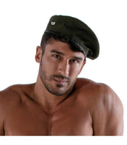 TOF PARIS Reversible 2 in 1 Beret White & Khaki Cotton Hat Leatherette bias 97