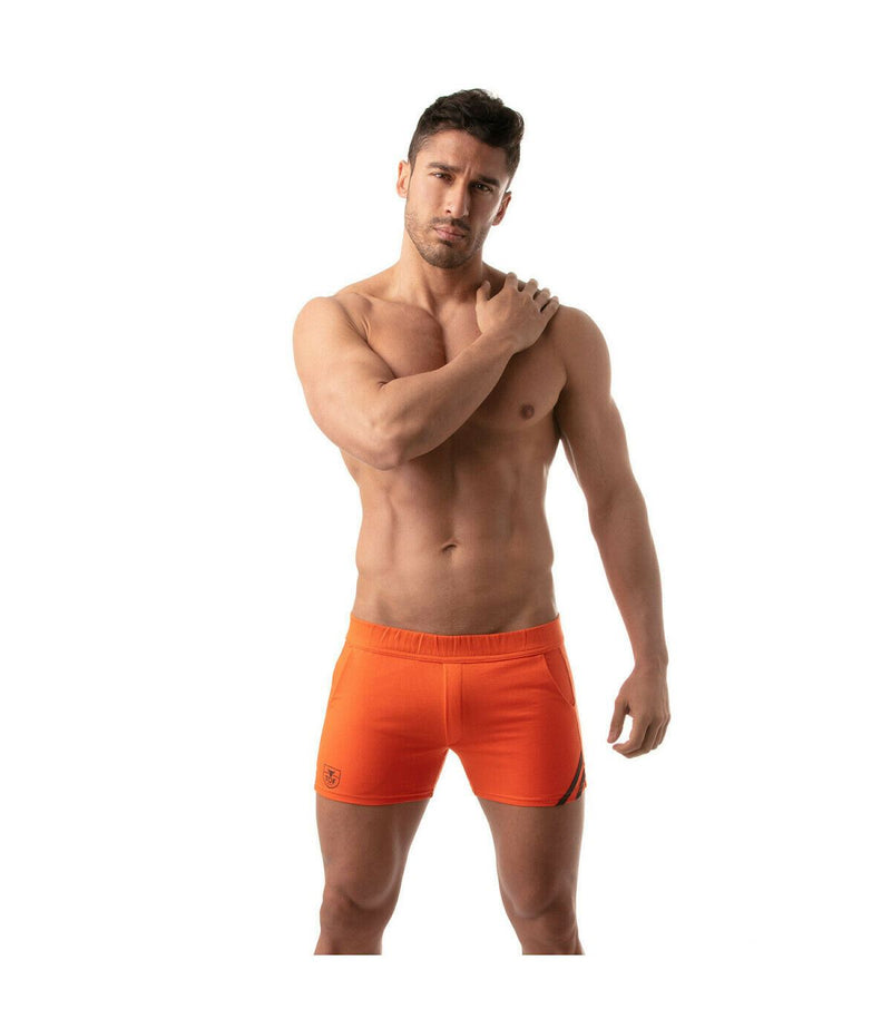TOF PARIS Shorts Mid-Length Tight Fit Short Cotton Fleece Orange 4
