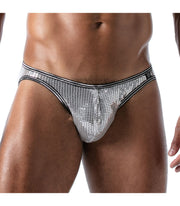 TOF PARIS Star Bikini Brief Fashion Glitter Silver Briefs 60