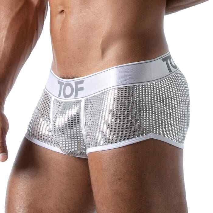 TOF PARIS Star Boxer Trunk Glitery Crutch Cotton Jersey Shorty Silver 92