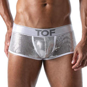 TOF PARIS Star Boxer Trunk Glitery Crutch Cotton Jersey Shorty Silver 92