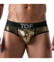 TOF PARIS Star Brief Glitery Microfibre Fabric Low-Waist Briefs Gold