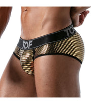 TOF PARIS Star Brief Glitery Microfibre Fabric Low-Waist Briefs Gold