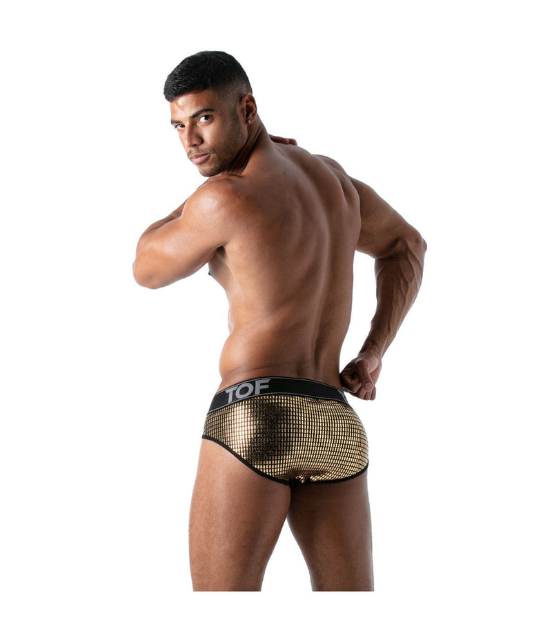 TOF PARIS Star Brief Glitery Microfibre Fabric Low-Waist Briefs Gold