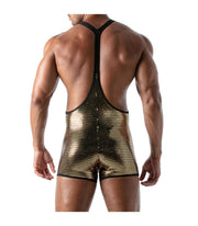 TOF PARIS Star Singlet Bodysuit Figure-Hugging Fashion Glittery Gold