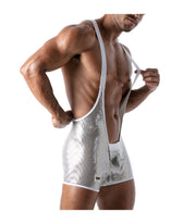 TOF PARIS Star Singlet Bodysuit Figure-Hugging Fashion Glittery Silver