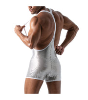 TOF PARIS Star Singlet Bodysuit Figure-Hugging Fashion Glittery Silver