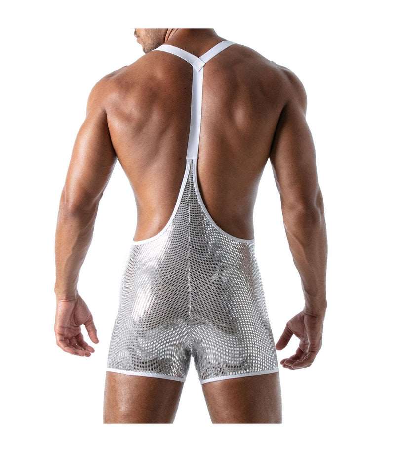 TOF PARIS Star Singlet Bodysuit Figure-Hugging Fashion Glittery Silver