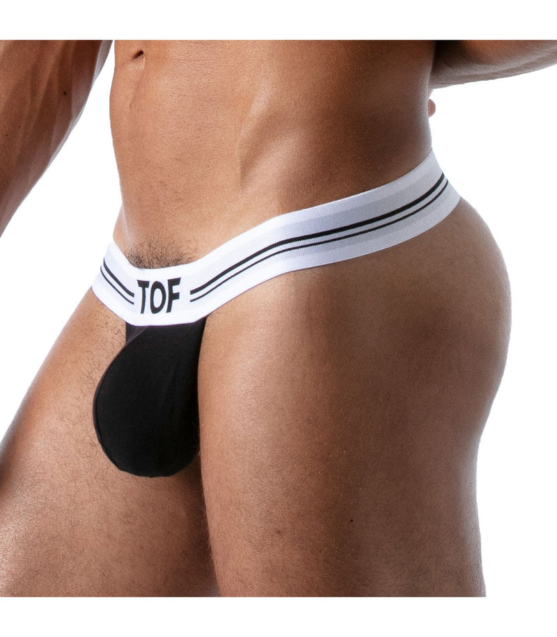 TOF PARIS Thong French Stringless Bi-Stretch Jersey String Black 23