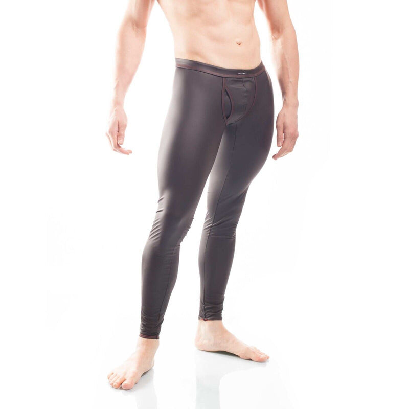 WOJOER Legging Synlex Latex-Look Legging Black Matt Red 331W421