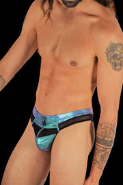 WOJOER Sheer Thong Sunrise Ocean Blue Metallic String Quick Push Button 326T258