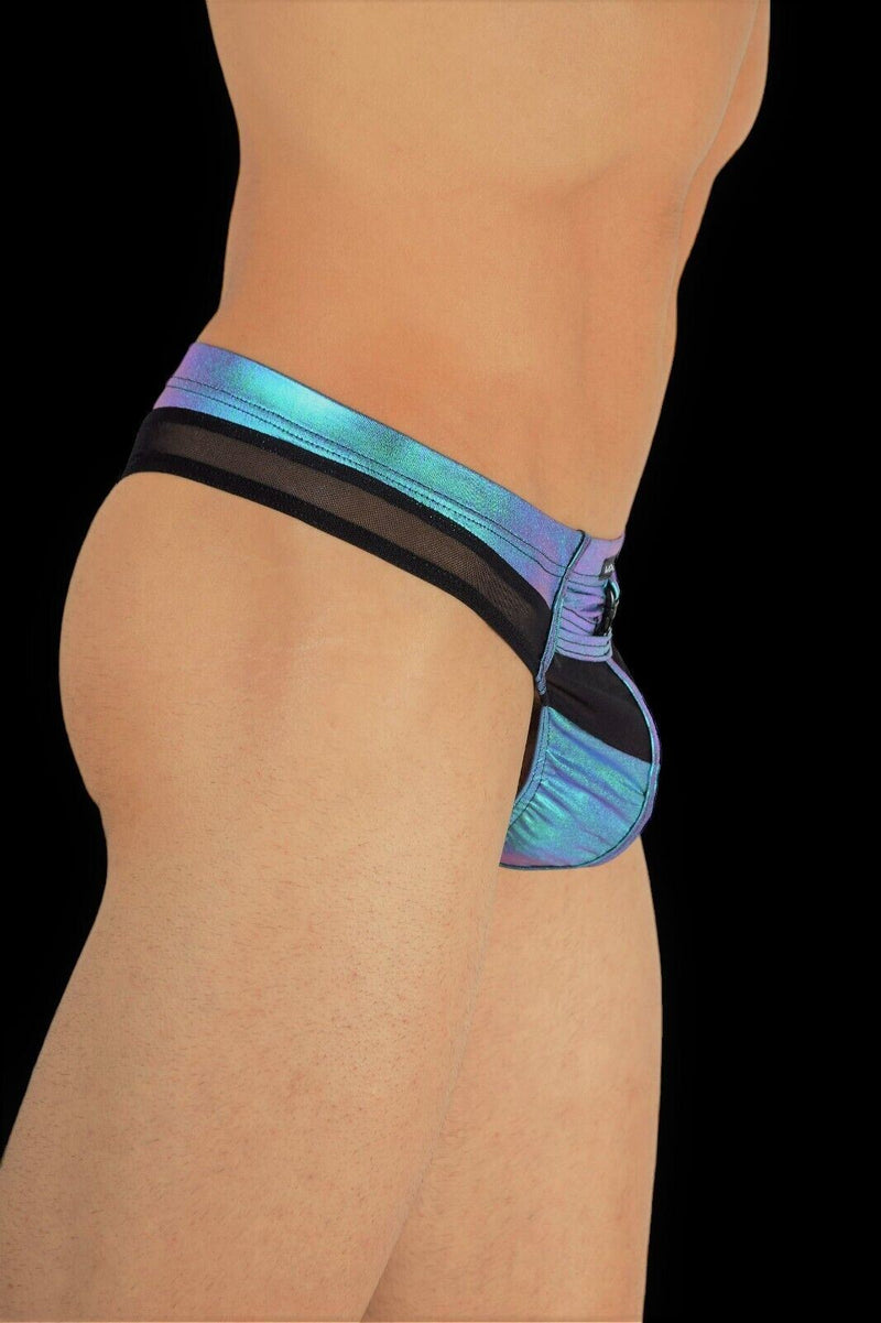 WOJOER Sheer Thong Sunrise Ocean Blue Metallic String Quick Push Button 326T258