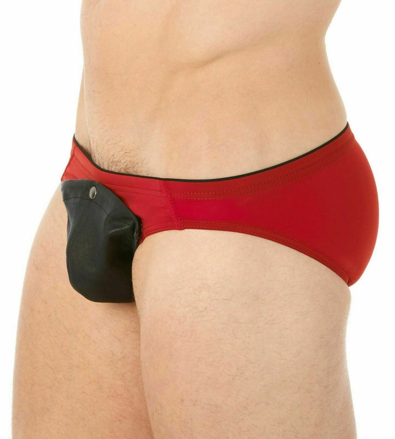 XL Gregg Homme Brief Undo Detachable Leather Pouch Red 132803