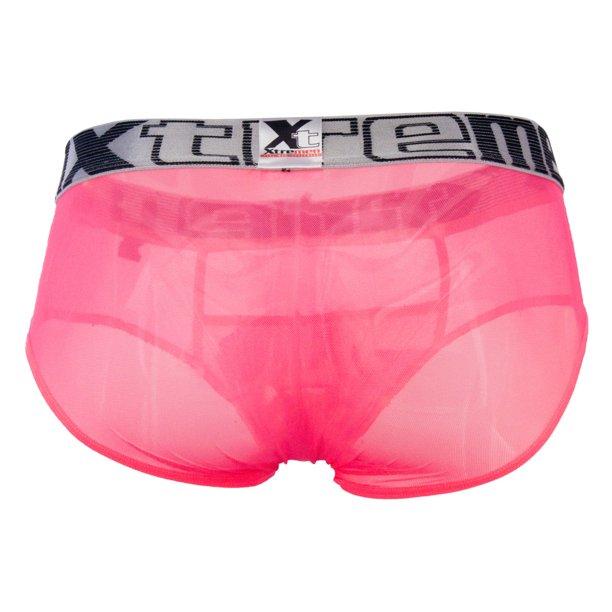 XTREMEN Brief Sexy Transparent Mesh Briefs Coral Pink 91018 1